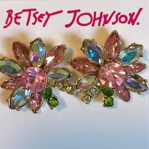 Betsey Johnson Multi-Colored Crystal Stud Earrings